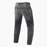 Jeans Ortes TF, un jeans moto con protezioni SEESMART. Colore grigio medio. Di REV'IT!.